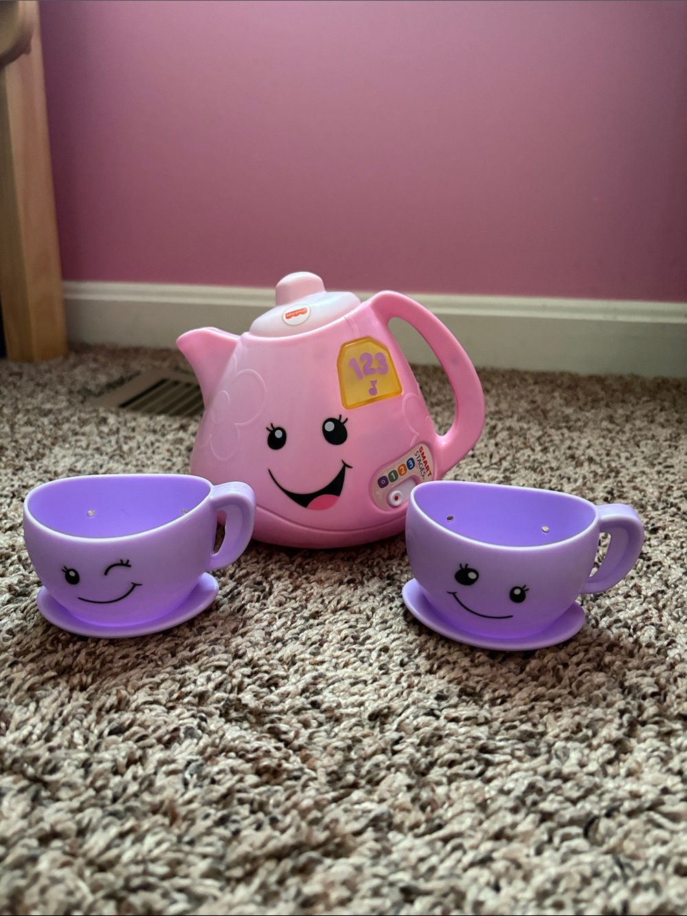 Fisher-Price Pink Teapot Playset with Purple Smiling Cups